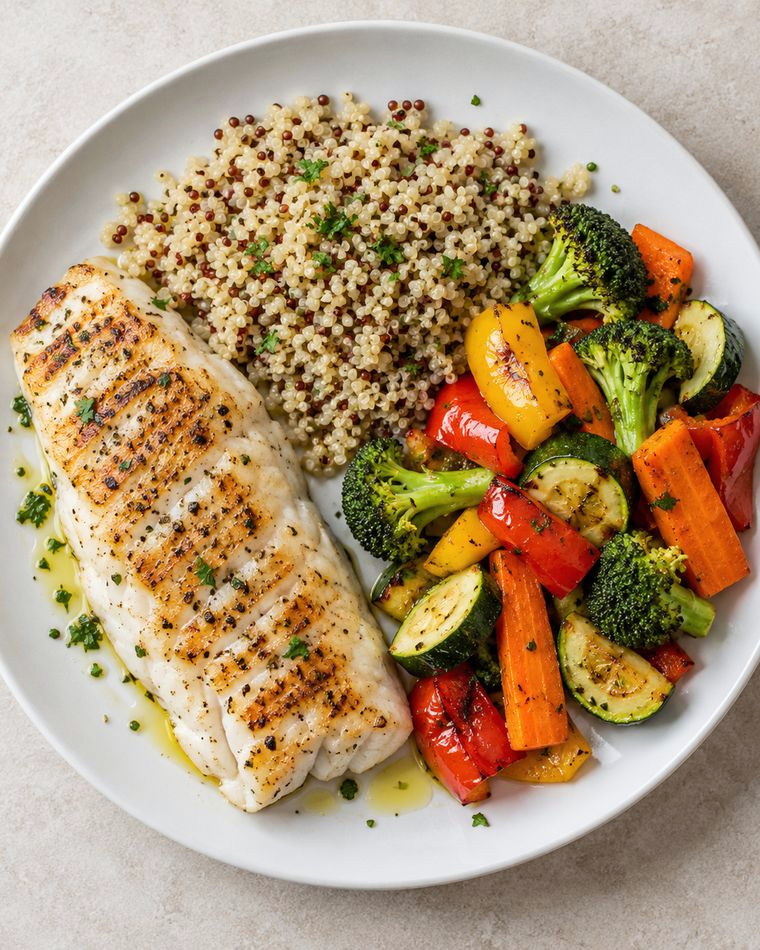 Comida saludable servida en plato